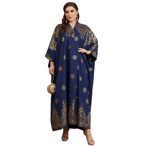 Nouvelle <span class=keywords><strong>Abaya</strong></span> Kaftan de Luxe Bleu Marine pour Femmes, Robe Modeste en Polyester Faite à la Main, <span class=keywords><strong>Grande</strong></span> <span class=keywords><strong>Taille</strong></span>, Style Moyen-Oriental avec Coupe Ample - Product Image 1