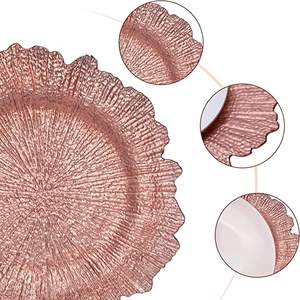 Piatti per caricabatterie di barriera corallina in plastica di alta qualità piatti per caricabatterie rotondi in <span class=keywords><strong>spugna</strong></span> floreale decorazione per feste di matrimonio - Product Image 2