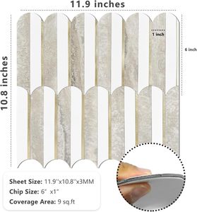 Vamos Peel Stick Backsplash, Revestimiento Autoadhesivo de Tela Brocada sin Costuras para Cocina y Baño, Blanco Beige <span class=keywords><strong>Pizarra</strong></span>, 100% Acrílico, Diseño Escama de Pescado - Product Image 6