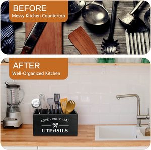 Support de rangement multifonctionnel moderne en bois noir à <span class=keywords><strong>3</strong></span> niveaux pour ustensiles de cuisine, vaisselle et bols, gain de place - Product Image 4