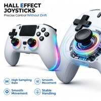 Manette de jeu RGB avec pavé tactile, double joystick à effet Hall, gyroscope 6 axes, bouton arrière programmable, 1000 mAh
