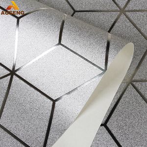 Sang Trọng Kim Loại Sliver Papier Peint Lớn Lên Màn Hình In Với Lá Cán Pvc Hình Nền <span class=keywords><strong>3D</strong></span> CuộN - Product Image 1