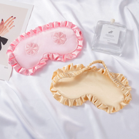 Logo Kustom Bordir Bunga 3D Berkontur Masker Mata Tidur Sutra Mulberry 100% Tali Dapat Disesuaikan 100% Penghalang Cahaya untuk Perjalanan