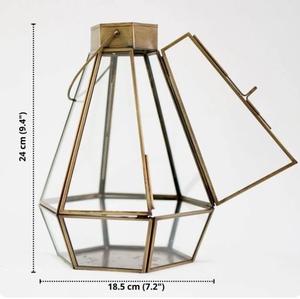 Par de faroles colgantes de latón de 9,4 pulgadas y 7,2 pulgadas, candelabros decorativos hechos a mano para el hogar, Patio, jardín, fiesta, iluminación - Product Image 6