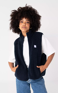Gilet in Pile Teddy <span class=keywords><strong>Blu</strong></span> Scuro Personalizzato OEM per Donna |   Gilet con Zip Frontale e Colletto Alto per Stratificazione Outdoor e Stile Casual - Product Image 5
