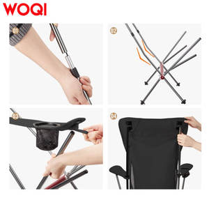 Silla plegable Woqi ligera, portátil, con respaldo alto y bolsa de almacenamiento para viajes al aire libre, pesca y uso en exteriores. - Product Image 4