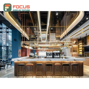 Vitrine d'angle personnalisée pour café avec étagères en verre et finition bois mat – Meuble de présentation pour café - Product Image 6