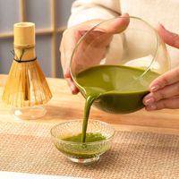 Lot de 2 bols en verre multicolores et support pour fouet pour la préparation du matcha