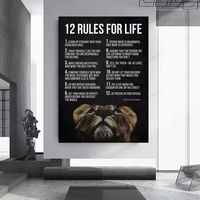 Kutipan Inspiratif, Poster Kualitas Tinggi, Lukisan Minyak Singa di Kanvas, Dekorasi Dinding Ruang Seni Kantor Rumah