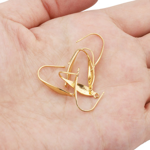 Ganchos para pendientes franceses chapados en oro, con forma de gota, accesorios de joyería para pendientes DIY, estilo coreano, acero color oro, patrón grabado H1038 - Product Image 2