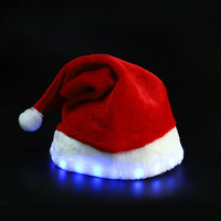 Chapeau de Noël LED personnalisé pour le Nouvel An, accessoire de fête d'hiver en coton pelucheux imprimé, Père Noël unisexe adulte