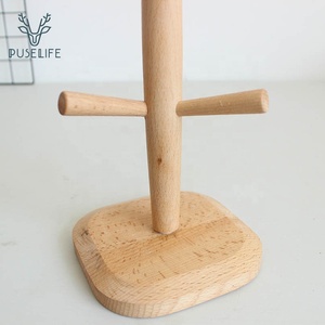 Support en bois 6 crochets support de tasse arbre bois support de tasse café <span class=keywords><strong>t</strong></span> support de tasse support de séchage - Product Image 5