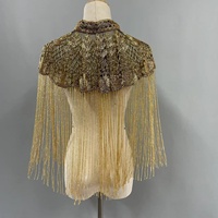 Nouvelle Cape à Franges Dorées Brodé de Luxe ODM 2026, Châle d'Épaule pour Mariage et Soirée, Accessoire d'Abaya