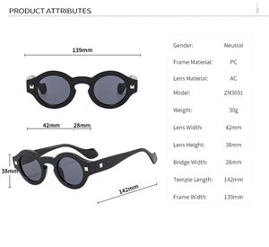 Lunettes de soleil à monture ronde multicolore à la mode avec logo personnalisé Lunettes de soleil vintage à la mode rétro Lunettes de soleil pour vieil homme - Product Image 3