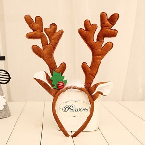 Serre-tête de Noël en forme de bois de renne avec clochettes, en peluche douce, taille unique, accessoire de fête pour enfants et adultes - Product Image 1