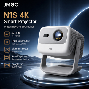 Projecteur laser triple 4K JMGO N1S, 1700 lumens ISO, projecteur intelligent portable avec Google <span class=keywords><strong>TV</strong></span>, Netflix, <span class=keywords><strong>home</strong></span> cinéma, cinéma en plein air - Product Image 1