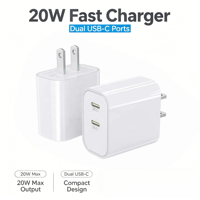 Chargeur mural rapide Type-C 20W PD pour grossistes, prise EU/US, compatible iPhone 11-16, Samsung S21 S22 S23