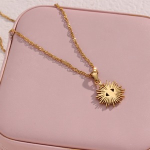 Collar de Acero Inoxidable Chapado en Oro de 18k con Circonitas, Joyería de Moda para Fiestas, Anillos Circulares Personalizados, Collar Familiar con Diseño de Ojo y Sol - Product Image 3