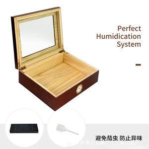 Caja de Almacenamiento de Cigarros de Madera, Rectangular, Retro, Negra, con Tapa Abatible y Higrómetro, Humidor de Escritorio - Product Image 5