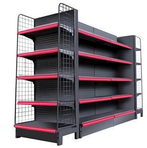 制造商轻质5层超市展示架双面平背板可调木质搁板耐用金属 - Product Image 5