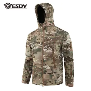 ESDY男士户外狩猎软壳防水战术羊毛衬里夹克