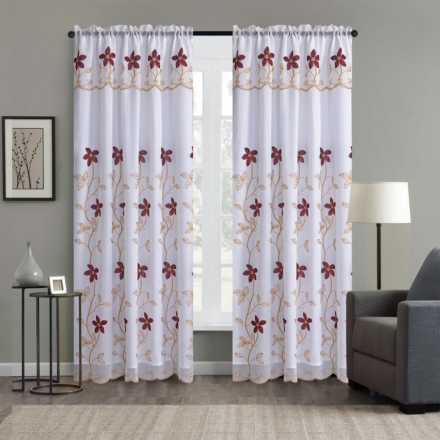 Modern Fashion Living Room Bedroom Embroidery Curtains White Curtains Portable Blackout Curtain