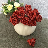 Künstliche Glitzer-Rosen aus Schaumstoff mit Drahtstiel für Hochzeitsdekorationen
