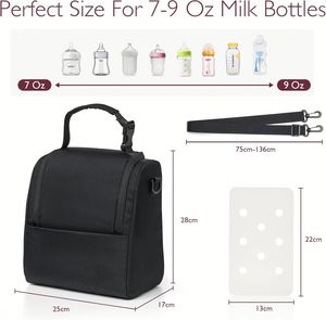Cooler Bag with Strap Fits 6 Baby Bottles up to 9Oz Long-term Cooling XPE Insulation Layer Insulated Baby Bottle Bag - Product Image 4