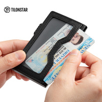TILONSTAR TVC326 Porte-cartes en aluminium Portefeuille pop-up avec fenêtres d'identification Porte-cartes pratique