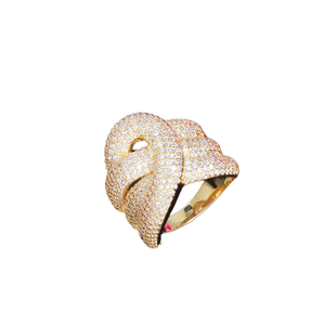 Bague de mariage ajustable en cuivre plaqué or 18 carats pour femme, bijou de fiançailles de luxe en forme de serpent torsadé, tendance pour fêtes et cadeaux - Product Image 1