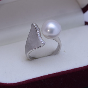 Handmade S925 Silver Pearl <b>Ring</b> Freshwater 10-11mm White Round Strong Light Beads Fine Flaws Adjustable <b>Opening</b> - Product Image 4