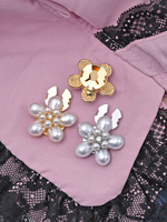 Kancing Mutiara Bunga Berhias Berlian Imitasi 30MM Grosir, Kancing Serbaguna untuk Kemeja, Penutup Kancing, Kancing Manset, Kancing Dekoratif