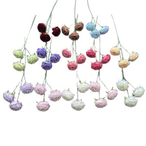 Roses artificielles Junheyuan, 3 têtes, fleurs en soie, style peinture à l'huile, arrangement floral pour allée de mariage - Product Image 5