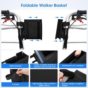Déambulateur à 3 roues en acier réglable en hauteur avec sac et frein en U, certifié CE - Product Image 2