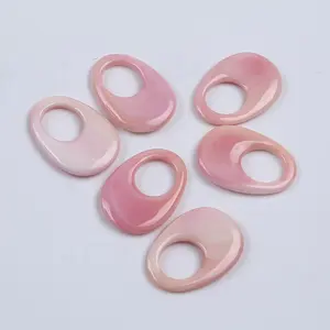 Natural 25*35mm delicate Pink oval annulus mabe shell pearl mother of pearl charms for jewelry making