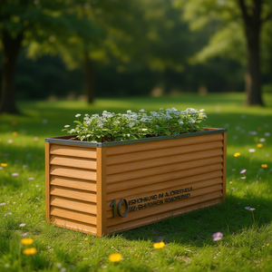 Jardinière surélevée en acier Corten avec incrustations décoratives, ensemble de mobilier d'extérieur au design industriel, marron - Product Image 2