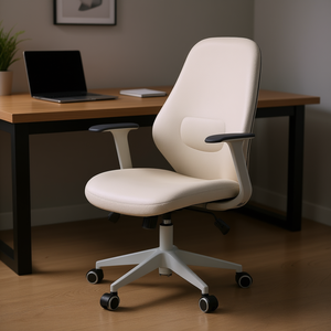 Chaise de bureau ergonomique beige avec dossier en maille, pivotante et réglable, pour la maison et le bureau - Product Image 2