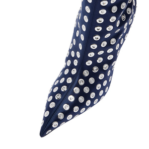 Bottes hautes pour femme à rivets argentés, coupe large, grandes tailles 46, à talons bas aiguille, bout pointu, cloutées - Product Image 5