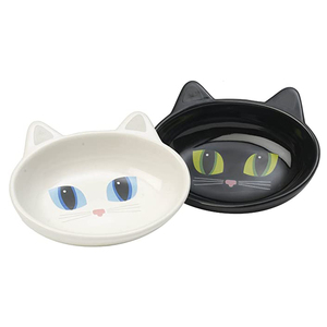 Lindo diseño personalizado calcomanía redonda mascota perro alimentador blanco negro cerámica gato plato bienvenida marca logo para promoción - Product Image 1