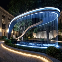 Cortina de Agua para Decoración de Paredes Comerciales en Exteriores, Luces LED de Acero Inoxidable, Cascada Artificial Interior, Fuente de Agua de Lluvia