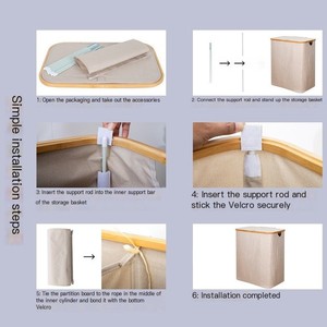 Collapsible Laundry <b>Basket</b> Oxford Fabric <b>Large</b> Capacity Storage Bin For Bathroom Clothing Organizer Rectangle Foldable Design - Product Image 2