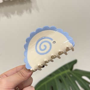 New Acetate Swirl Claw Clip Sunflower Rhinestone Accents Semi-Circular Middle Creative Shark Handmade Simple Hair Decoration - Product Image 4