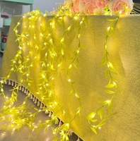 TSINYE Guirlande lumineuse en rotin à feuilles vertes de 2 m avec 20 lumières, éclairage fantaisie pour cour, intérieur, rideau, extérieur, maison