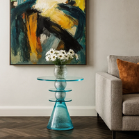 JingYue table d'appoint de luxe en résine transparente personnalisée meubles artisanaux pour espaces commerciaux hôtels salons