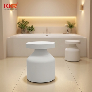 Minimalist White Mushroom Solid Surface <strong>Bathroom</strong> <strong>Stool</strong> Round Waterproof Shower <strong>Stool</strong> - Product Image 3