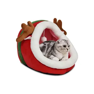 ホット販売カスタマイズラウンドボトムクリスマスホリデーリムーバブルクッション高級犬用家具ペットベッド