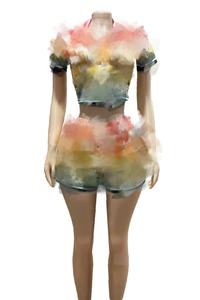 Y2213批发时尚休闲翻领印花套装2件套 - Product Image 6