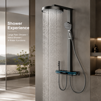 En gros Ensemble de douche intelligent LED gris anthracite avec fonction massage lombaire, mural apparent, affichage numérique et douchette à main en laiton