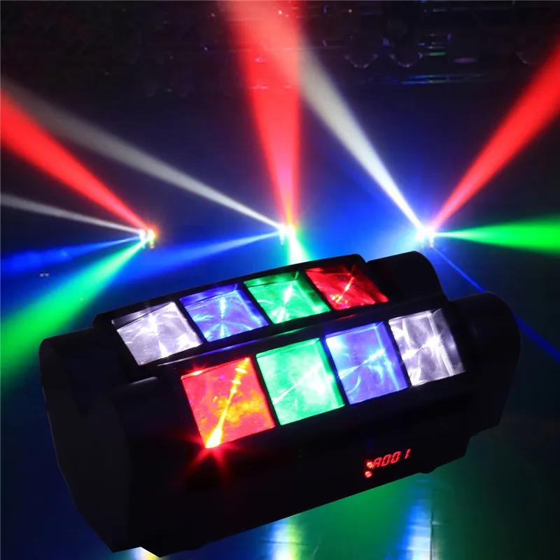 Luz LED RGBW de 8x3W para DJ, iluminación con Control de DMX-512 activado por sonido, cabeza móvil, para escenario, fiestas, Pub, discotecas, espectáculos y bodas