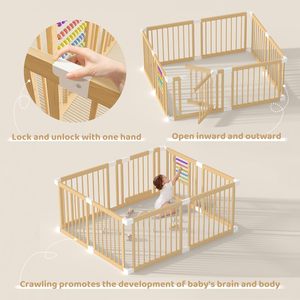<span class=keywords><strong>Extra</strong></span> <span class=keywords><strong>Large</strong></span> Clôture Aire de Jeux Trendy Parc pour Bébé avec Barrière pour 6 Mois Bébé en Bois Jumeaux Bébés - Product Image 2